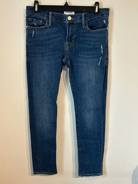 FRAME Le Garcon Women 25 Boyfriend Straight Jeans Medium Wash Low Rise